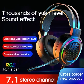 RGB Chladné Svetlo Herné Slúchadlá 7.1 Počúvať Zvuk Cez Ucho Káblové Slúchadlá S Mikrofónom Pre Počítač PC Gamer Notebook Ploche
