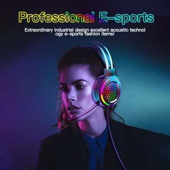 RGB Chladné Svetlo Herné Slúchadlá 7.1 Počúvať Zvuk Cez Ucho Káblové Slúchadlá S Mikrofónom Pre Počítač PC Gamer Notebook Ploche