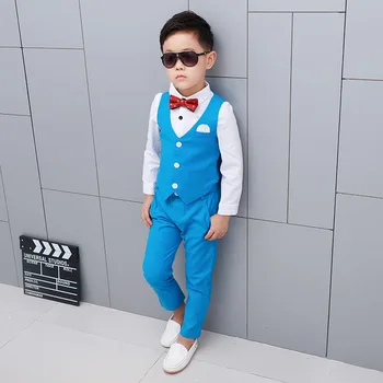 Chlapci Formálne Vyhovuje Deti, Narodeniny, Svadobné Party Šaty Gentleman Vestu Vesta + Nohavice 2ks kórejský Štýl Detí Oblečenie
