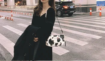 Móda najnovší dizajn ženy kabelka krava vzor bageta malé dievča taška cez rameno žien retro taška na bežné cjio9090