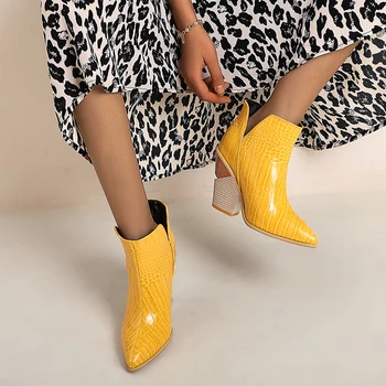 IN HOT Ženy členková obuv plus veľkosť 22-28 cm dĺžka jeseň a v zime Plastický krokodíla hadí vzor topánky žien 4 farby