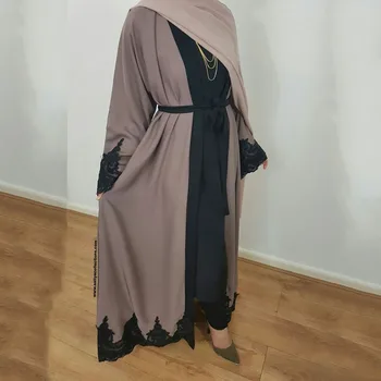 Ženy Khaki Cardigan Dlhé Šaty Moslimských Abaya Bohoslužby Ramadánu Eid Mubarak Islamské Oblečenie Žien, Plus Veľkosť Šaty