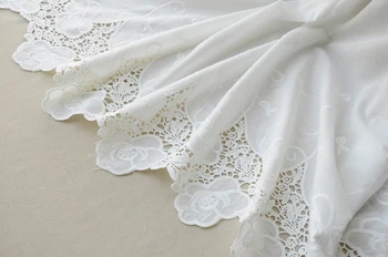 Bavlnenej látky výšivky, čipky textílie vysoko kvalitné Ručné DIY 3D kvet biely 130 cm široké šaty šaty, materiál SM186
