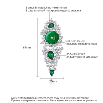 LUOTEEMI Smaragdové Náušnice Kvapka Kubický Zirkón Kolo Kameň Crystal Retro Šperky pre Ženy, Vianočné Boucle D'Oreille Femme Dary