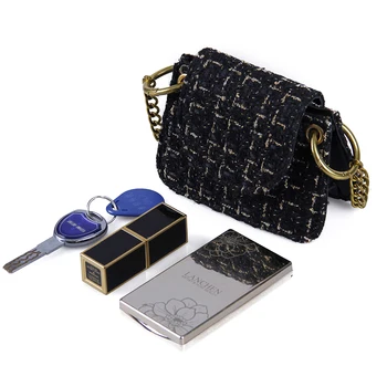 S. IKRR Tweed Peňaženky A Kabelky, Mini kabelky Na Ženy 2020 Reťazca Dizajnér Tašky Luxusné Zimné Malé Módne Crossbody Taška na Rameno