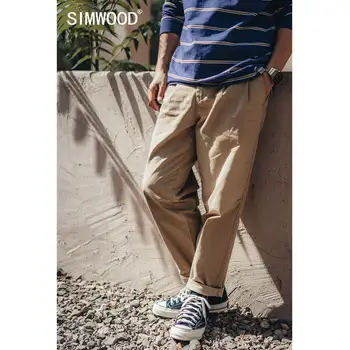 SIMWOOD 2020 Jeseň Nové Voľné Zúžené Nohavice Mužov Vintage Odev Prať Bežné Členok-Dĺžka Retro Plus Veľkosť Hip Hop Nohavice