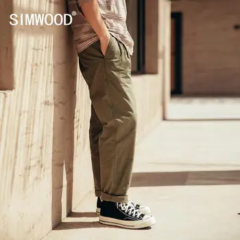 SIMWOOD 2020 Jeseň Nové Voľné Zúžené Nohavice Mužov Vintage Odev Prať Bežné Členok-Dĺžka Retro Plus Veľkosť Hip Hop Nohavice