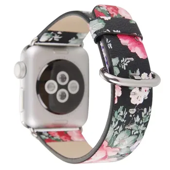 Kvet Kožený Remienok pre Apple Hodinky Series 5 4 3 2 1 Kapely Ženy Kvetinový Náramok pre Apple iWatch 42mm 44 mm 38 mm 40 mm Watchbands