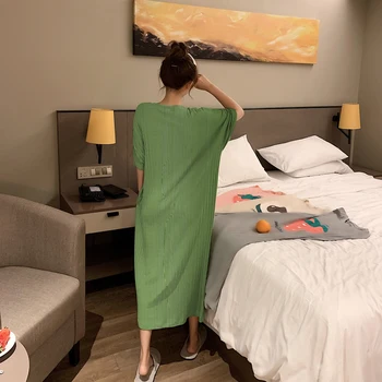 FallSweet Plus Veľkosť Womens Sleepwear Šaty Vrecká Dámy Nightgowns Avokádo Zelená Šedá