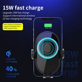 Rýchle Auto Smart kontrola 15W Magnetické Qi Auto hliníkovej zliatiny Bezdrôtovú Nabíjačku Mount pre iphone 12 Samsung Xiao mobilný telefón majiteľa