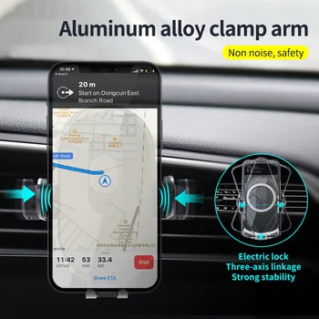 Rýchle Auto Smart kontrola 15W Magnetické Qi Auto hliníkovej zliatiny Bezdrôtovú Nabíjačku Mount pre iphone 12 Samsung Xiao mobilný telefón majiteľa