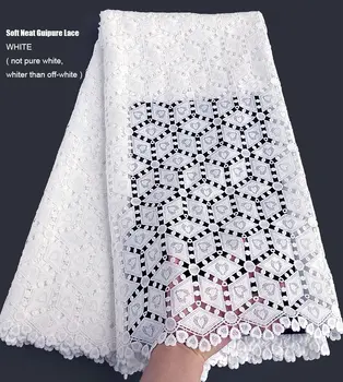 Klasická hladká bavlna Guipure Čipky Veľmi mäkké Afriky Kábel čipky Nigérijský Swiss odev handričkou Pleť, Zdravé najvyššej kvality 5 metrov/pc