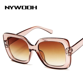 NYWOOH Nadrozmerné dámske slnečné Okuliare Luxusný Transparentný Prechod Slnečné Okuliare Big Rám Retro Okuliare UV400 Okuliare pre Lady