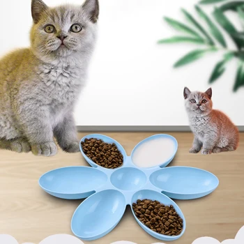 Kvet Tvar Pet Misy 6 Pripojený Misy Pre Malý Pes Mačka Fľaša Na Vodu Mačka Kŕmenie Misy Šteňa Mačka Spomaliť Eatting Feeder Jedlo