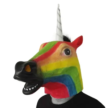 Kôň Jednorožec Zvieracie Hlavy, Maska Hrůzné Halloween Kostým Divadlo Prop Novinka Strana Masky Latex Somár Zebra Kôň Hlavu Masku