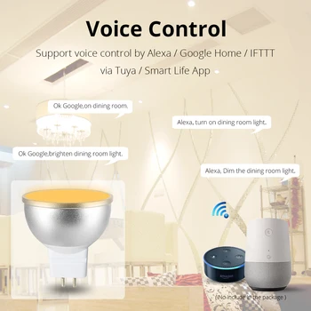RGBCW Žiarovka LED Svetlo GU5.3 Inteligentné Alexa Domovská stránka Google Hlasové Ovládanie WIFI APP Bezdrôtové Ovládanie Časovač 12V