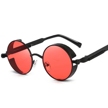 Móda Steampunk slnečné Okuliare Značky Design, Okrúhle Slnečné okuliare, Ženy, Muži, Ročník Metal Punk Slnečné Okuliare UV400 Odtiene Oculos de sol