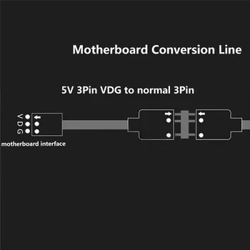 5V 3PIN RGB VDG Konverzie Line Konektor Kábla pre GIGABYTE Doska 5V 3Pin VDG do normálneho 3Pin Konverzný Kábel