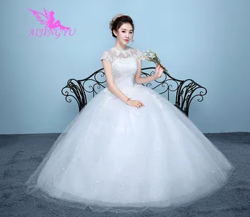 AIJINGYU 2021 elegantný nový hot predaj lacné plesové šaty, čipky späť formálne nevesta šaty svadobné šaty WK136