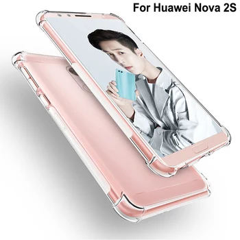 Coque Pre Huawei Nova 2S Prípade Capa Mäkké Priehľadné TPU Airbag pokles vonkajšieho Telefónu Prípade Huawei Nova2S HWI-AL00 späť Telefón shell