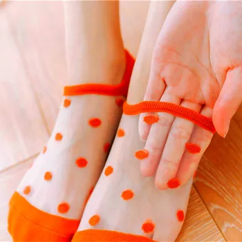 5 Párov Žien Čipky Ponožky Priedušná Krištáľové Sklo, Hodvábne Kawaii Dievča Dot Transparentné Candy Farby Leta Neviditeľné Ponožky, Papuče