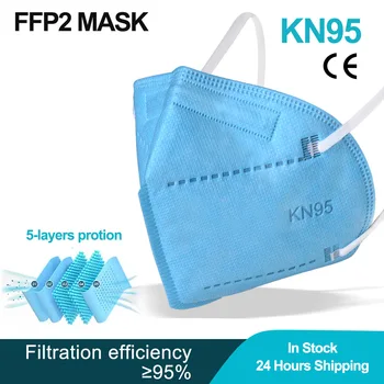 10-100ks FFP2 MASKA Modrá 5 Vrstiev Dospelých KN95 Textílie Maska Mascarillas Ochranné Úst Tvár Masku KN95 Filtračný Respirátor Masque