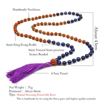 SHINUS BOHO Klasické Korálkový Náhrdelník 8MM Semi-precious Stone & Rudraksha Perličiek Kúzlo Náhrdelníky pre Ženy Meditácie Strapec Šperky