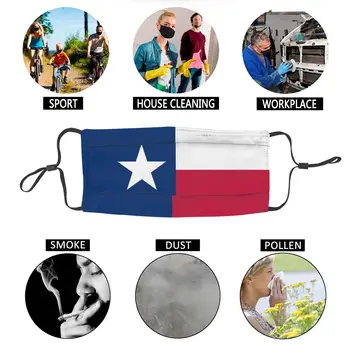 Texas Štátnej Vlajky Non-Jednorázové Masky USA Americký Iuris Dallas Anti Prachotesný Maska Respirátor Ochrana Utlmiť
