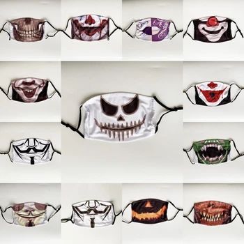 50pcs Halloween Módne pleťové Masky S Filtrom Dospelých, Deti, 3D Tlač Bavlna Masky Umývateľný Opakovane Festival Dizajnér Masky