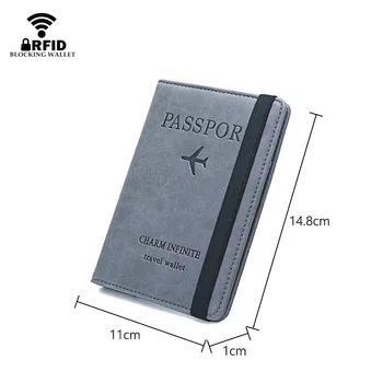 RFID Ročník Obchodných Pas Vzťahuje na Držiteľa Peňaženky Multi-Function Držiteľa Karty Ženy Muži Cestovné Peňaženky Slim Malé Peňaženky Vallet