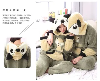 Bežné milovníkov oblečenie zvierat chvost jeseň zima kapucňou pyžamo set s prednom vrecku 3D fox tvár ženy muži sleepwear vyhovuje