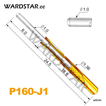 100ks/veľa P160-J1 Dia 1.0 mm Jar Test Sondy Pogo Pin Dĺžka 24.5 mm (Mŕtvica Jar Froce:140 g)