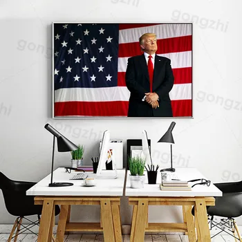Trump Múr Umenia Plagátu Americký Prezident Tlač Plátno na Maľovanie Moderné Domáce Dekorácie Obývacia Izba Maľba a Grafika Frameless