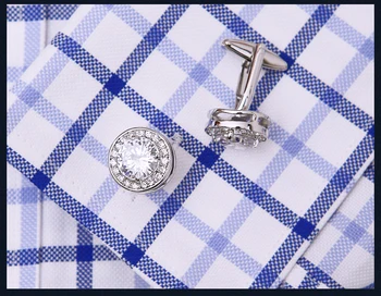 KFLK 2020 Luxusné tričko manžetové gombíky pre Unisex darčekové Značky putá tlačidlá White Crystal manžetové Vysokej Kvality abotoaduras Šperky