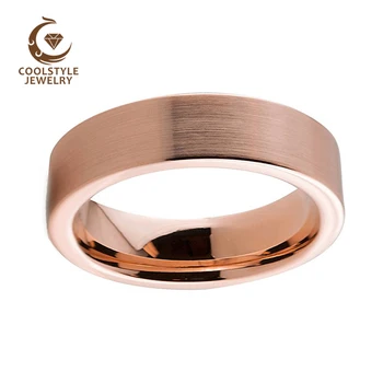 6 mm Ženy Rose Gold Ring Volfrámu Svadobné Kapela Enagement Krúžok pre Mužov a Ženy, Ploché Kapela Kartáčovaný Povrch Comfort Fit