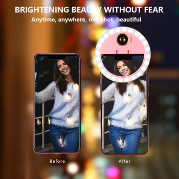 MAMEN Mini Telefón Vyplniť Svetla Prstenec Svetla LED Selfie Svetlo Pre iPhone Huawei Xiao Smartphony make-up Live, YouTube Video, Foto
