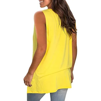 Jednofarebné Voľné tvaru bez Rukávov T-shirt Dámy Topy Ženy Vesta Nádrže Streetwear Módy Leisrue T-shirts Zena Top Camisas