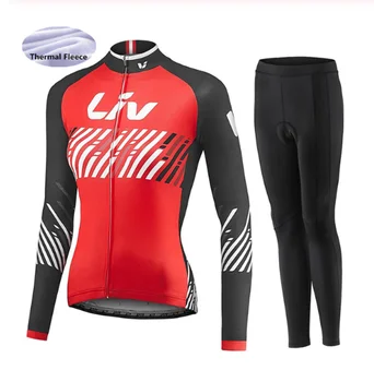 2020 LIV Zimná Fleece, aby sa zahrial, Ms Cyklistika Dres nastaviť vonkajšie MTB Cyklistické Oblečenie Tepelnej Cyklistické Oblečenie vyhovovali 19D Gél pad