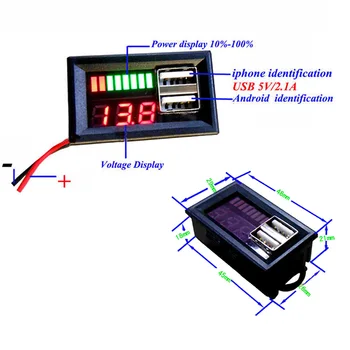 12V LED Digitálne Auto Voltmeter Mini Napätie Batérie Panel Pre DC Meter USB 5V2A Výstupné Napätie Metrov