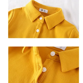 Jeseň Chlapci A Dievčatá Polo Shirts Deti Oblečenie detské Oblečenie Long-Sleeve Bavlna Pevné Školy-Jednotné Topy