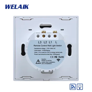 WELAIK UK RF 433MHZ Stenu-Dotykový Spínač-Krištáľové Sklo-Panel Prepínač-Diaľkové ovládanie-Stmievanie Dotyk-Smart Switch-Prepínač B1913TGWR01