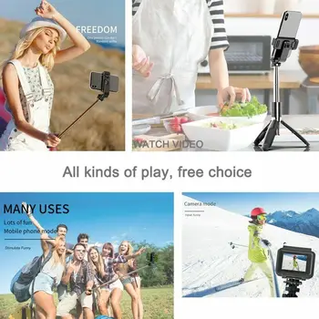 Bezdrôtový Bluetooth Selfie Stick Statív 4 In1 Skladací Stojan Monopods Univerzálny pre Smartphony pre Gopro Športové Akcie Fotoaparát