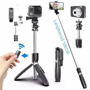 Bezdrôtový Bluetooth Selfie Stick Statív 4 In1 Skladací Stojan Monopods Univerzálny pre Smartphony pre Gopro Športové Akcie Fotoaparát