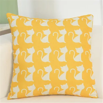 Dekoratívne Hodiť Vankúš Kryt Žltá Geometrické Dot Zvierat Mačka Jeleň Vankúš Na Gauč Domov Capa De Almofadas 45x45cm