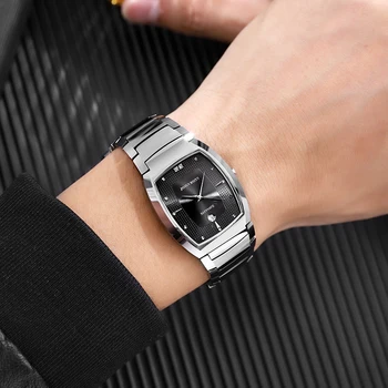 Ján Šéf Volfrámové Ocele Business Sledujte Muž Ronda Quartz, Ultra tenký Obdĺžnik Náramkové hodinky s Sapphire Nepremokavé