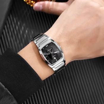Ján Šéf Volfrámové Ocele Business Sledujte Muž Ronda Quartz, Ultra tenký Obdĺžnik Náramkové hodinky s Sapphire Nepremokavé