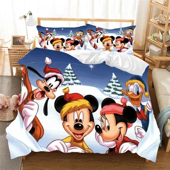 Disney Vianočné posteľná bielizeň Nastaviť Mickey Minnie Perinu nastaviť, Deti, Prístelky Nastaviť Kráľovná King Size Darček nočná mora Pred Vianocami
