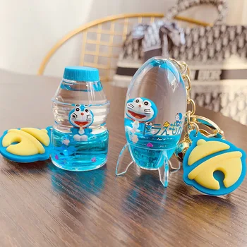 2020 Nový Roztomilý 3D Doraemon Pohybujú Quicksand Keychain Kvapaliny Plávajúce Anime prívesok na Auto Taška Kúzlo Keyring Šperky Dieťa Hračky Strany