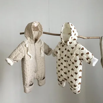 2020 zimné kórejský čipky pribrala bavlna-čalúnená bunda detská jumpsuit dieťa dievča oblečenie detské oblečenie