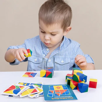 Drevené detské Vzdelávacie Hračky 3D Pixy Kocky Bloky Priestor Myslenia, Inteligencie Príprava pre Deti Baby Dary